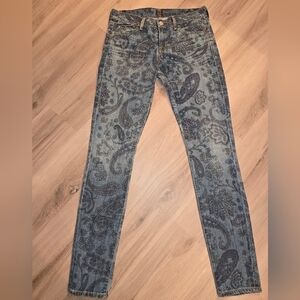 Paisley Patterned Skinny Jeans